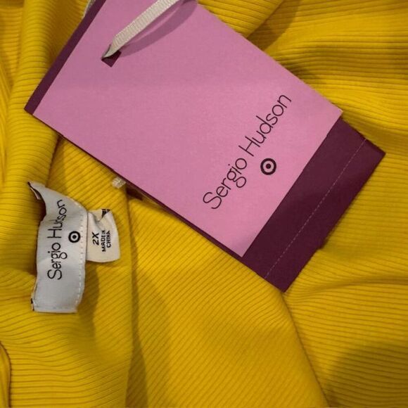 NWT Sergio Hudson for Target Ribbed Stretch Bodysuit Twist Front Yellow Size 2X - Picture 4 of 10